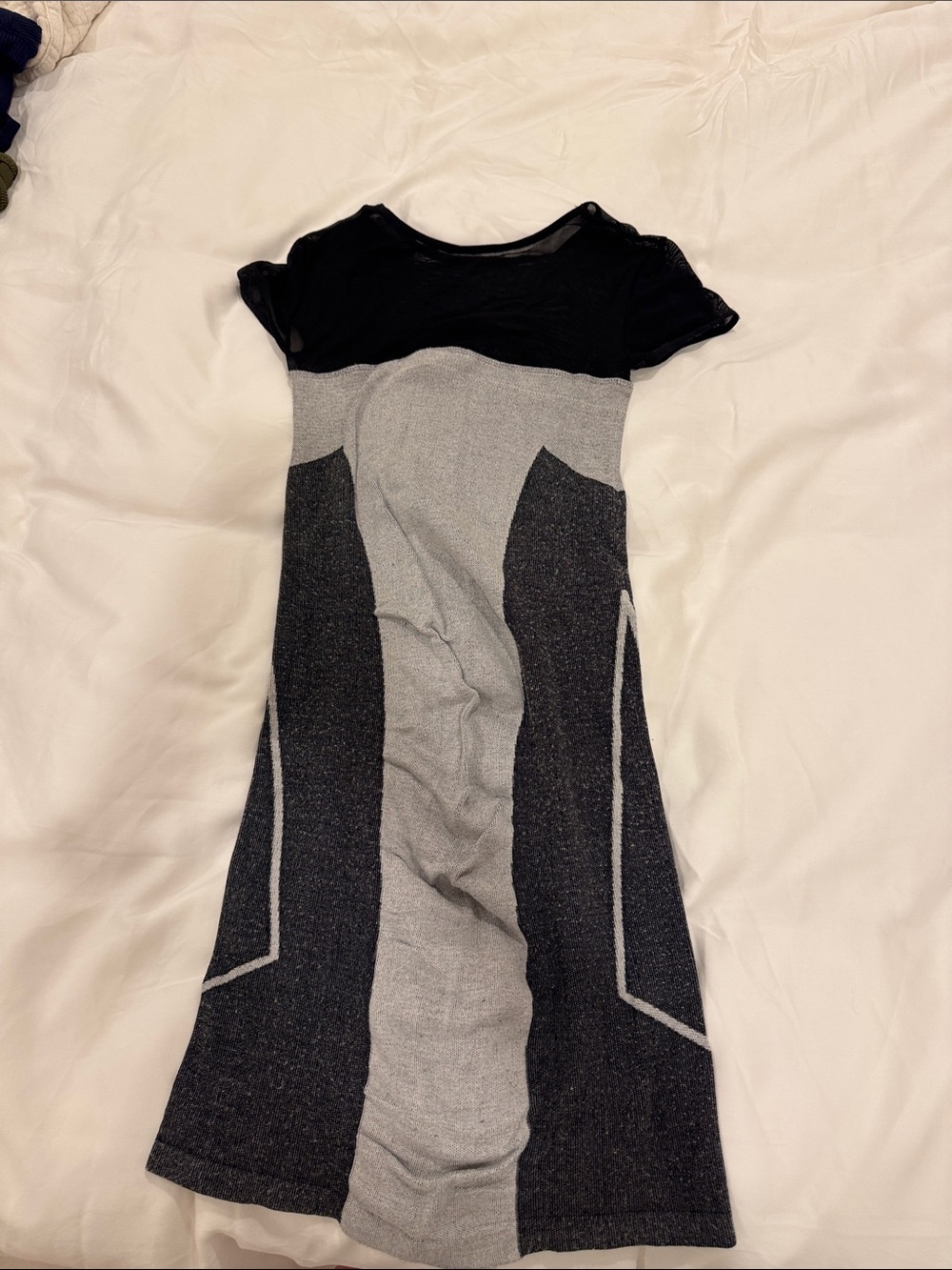 bebe Black and Gray Colorblock Knit Mini Dress